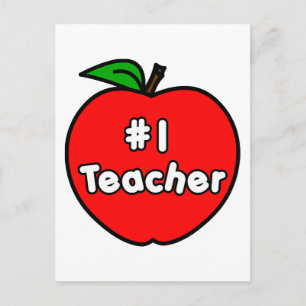 Number One Teacher Apple Postcard