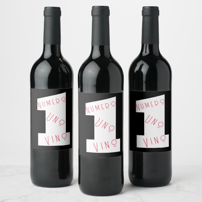 Number One Wine Numero Uno Vino visual text Label (Bottles)