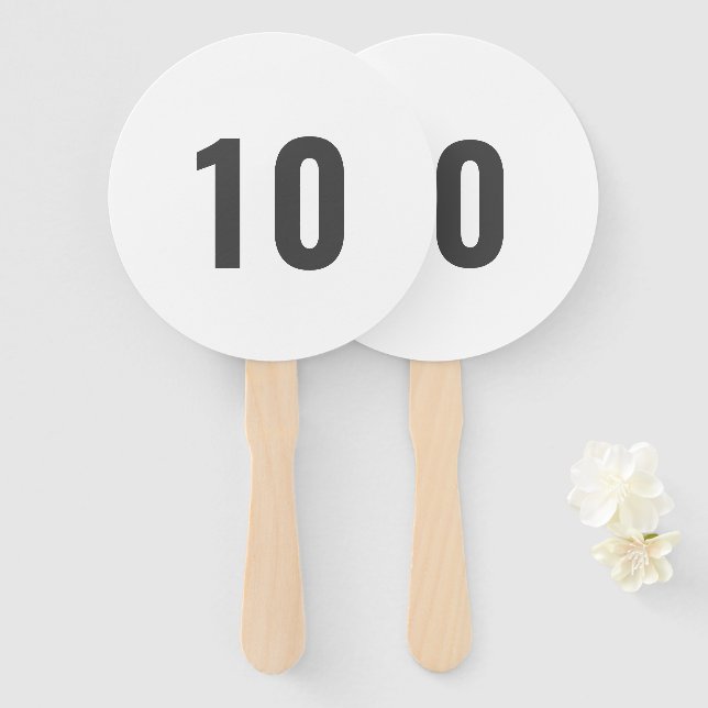 Number Paddle | Modern Minimalist Simple Score Hand Fan (Front and Back)