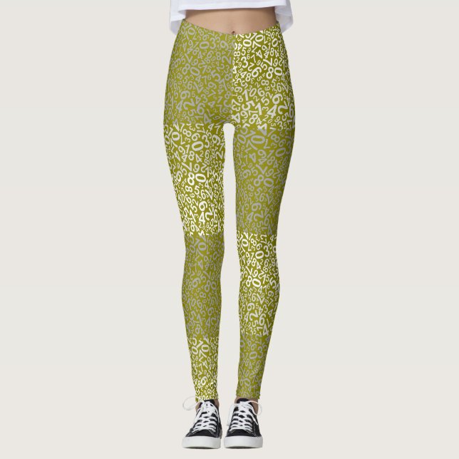 Number pattern 01 b DYellow BG Leggings (Front)