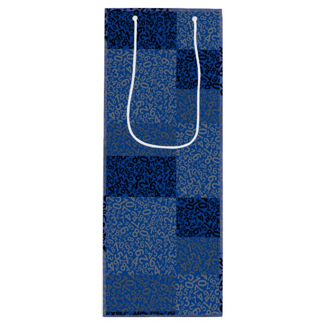 Number pattern 01 w Dblue BG Wine Gift Bag (Front)