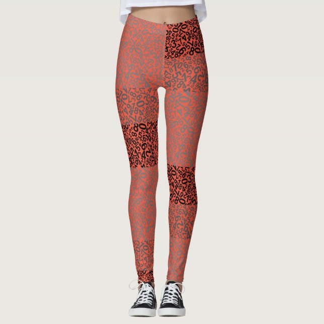 Number pattern 01 w Orange BG Leggings (Front)