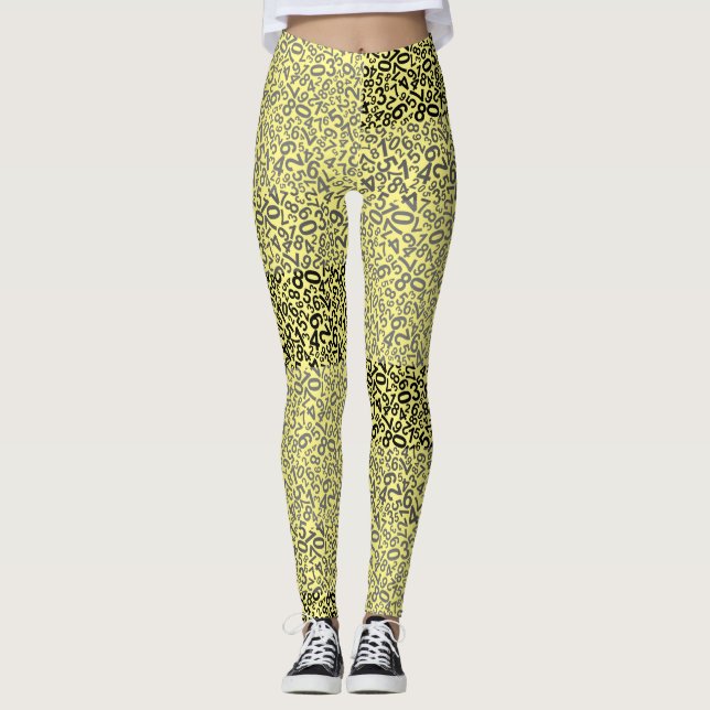Number pattern 01 w White BG Leggings (Front)