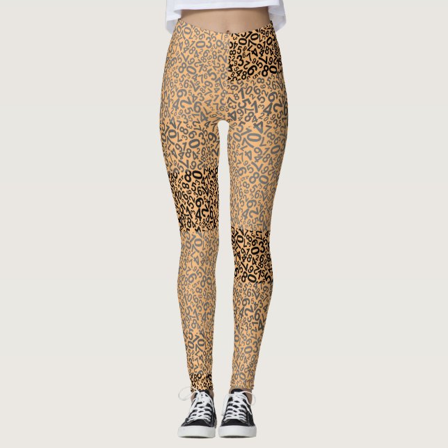 Number pattern 01 w YelloeOrange BG Leggings (Front)