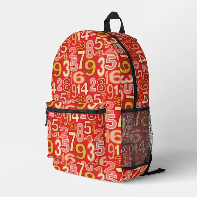 Number Pattern  Printed Backpack (Back Corner Right)