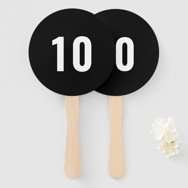 Number Score | Stylish Black Event Game Hand Fan (Front and Back)