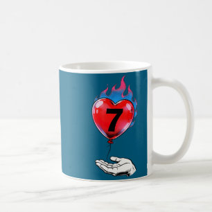 Number seven fire heart balloon matching couple coffee mug