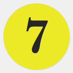 Number Seven planning simple 7 yellow black Classic Round Sticker
