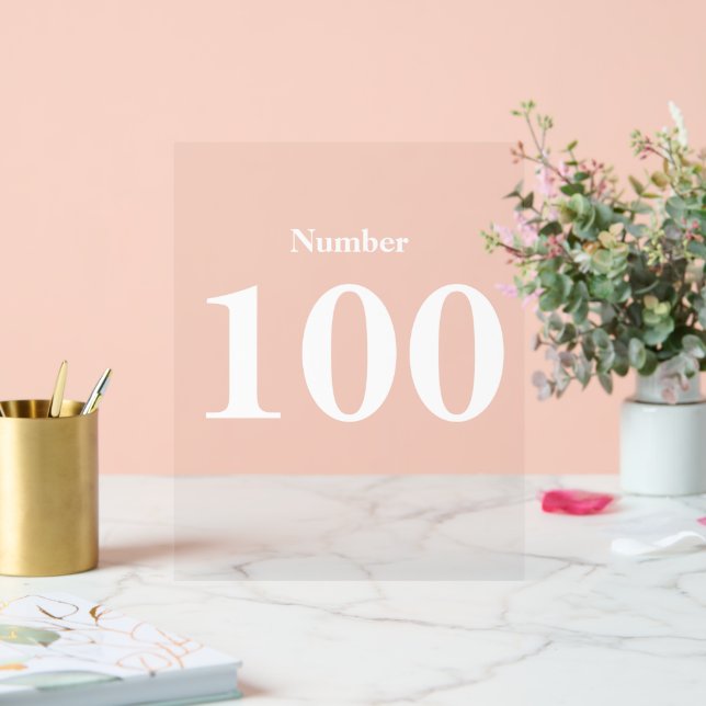 Number Simple Modern  White Typography text  Acrylic Sign (Wedding)