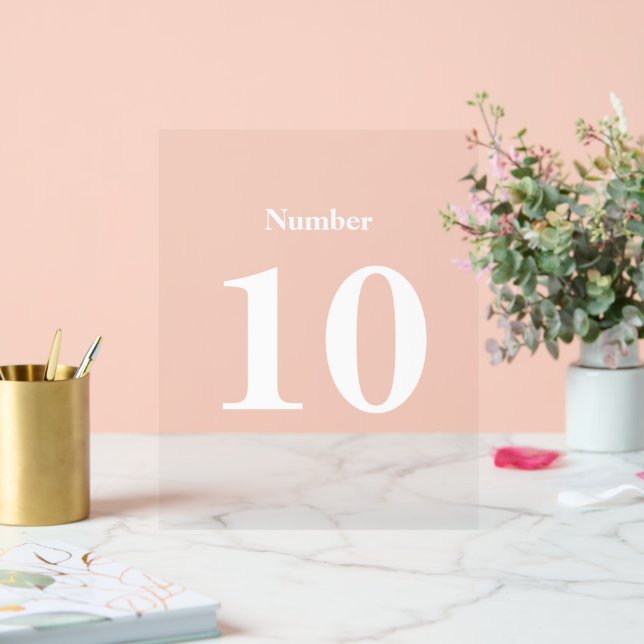 Number Simple Modern  White Typography text  Acrylic Sign (Wedding)