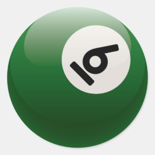 NUMBER SIX BILLIARDS BALL CLASSIC ROUND STICKER