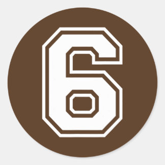 Number Sports 6 Varsity College Team Boy Girl 6th Classic Round Sticker