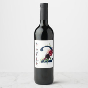 Number table Wine label. Wine Label