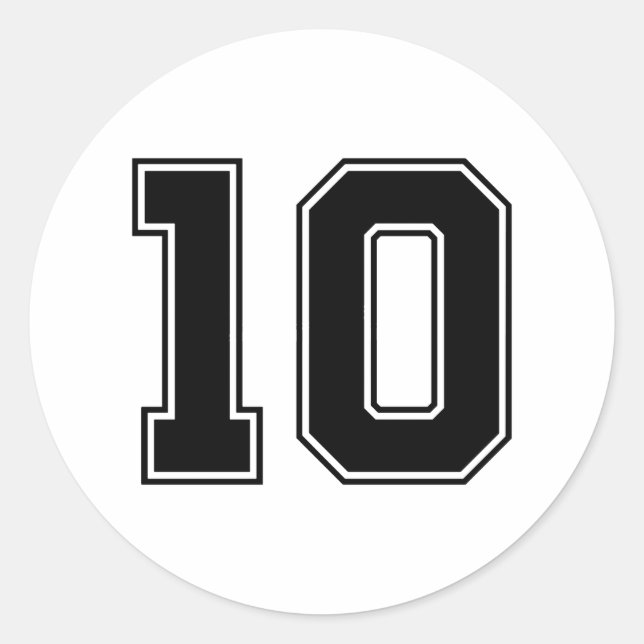 Number Ten 10 Sport Font Classic Round Sticker (Front)