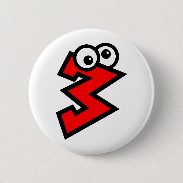 Number Three 6 Cm Round Badge (Front)