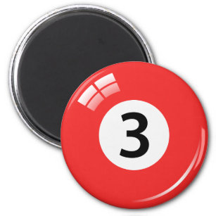 Number three billiard ball fridge magnet