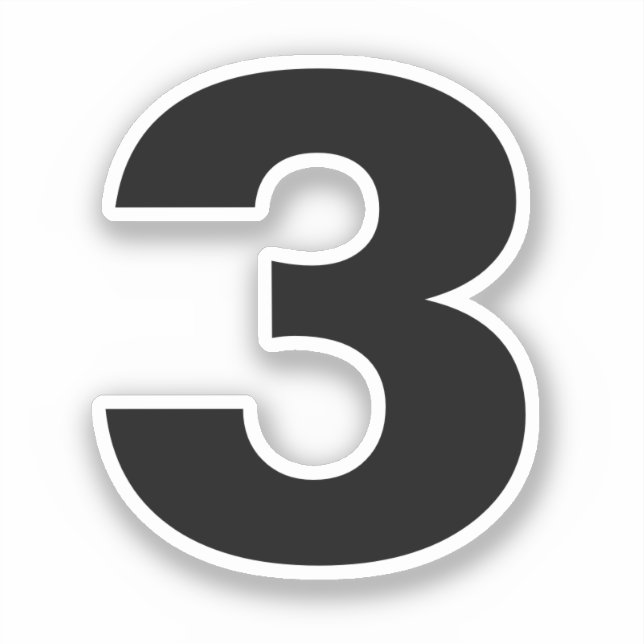 Number Three Black and White Sticker (Front)