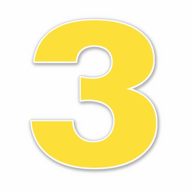 Number Three Gold and White Sticker (Front)