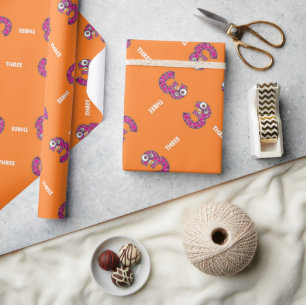 Number three orange wrapping paper