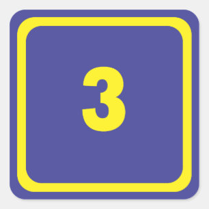 number three square sticker