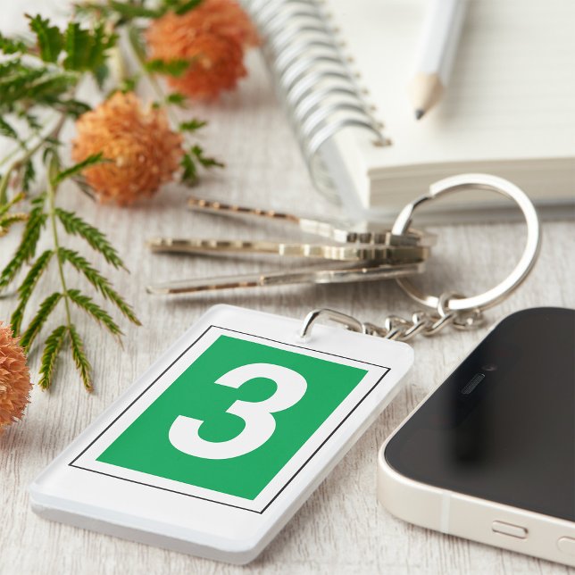 Number Three White And Green Keychain (Creator Uploaded)