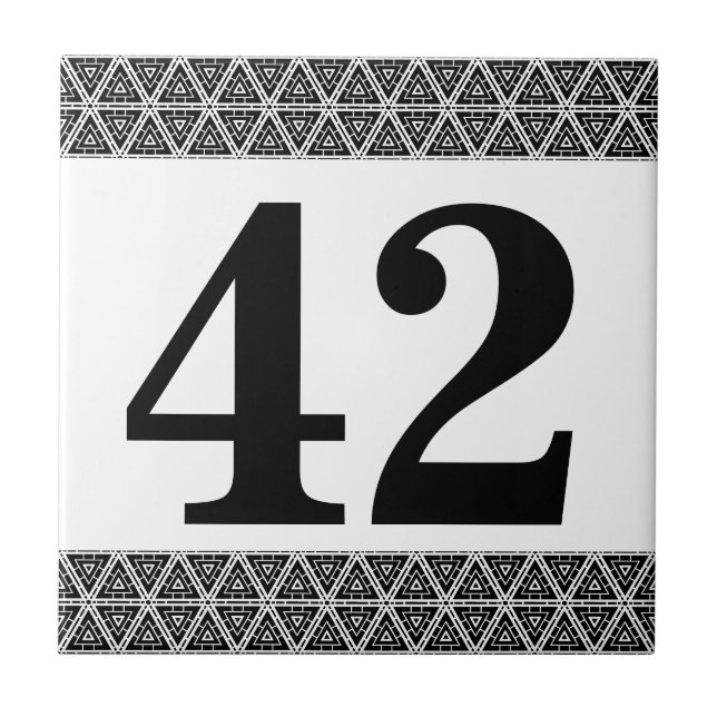 Number Tile geometric border black and white (Front)