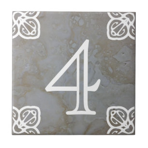 Number Tile - Spanish White on limestone