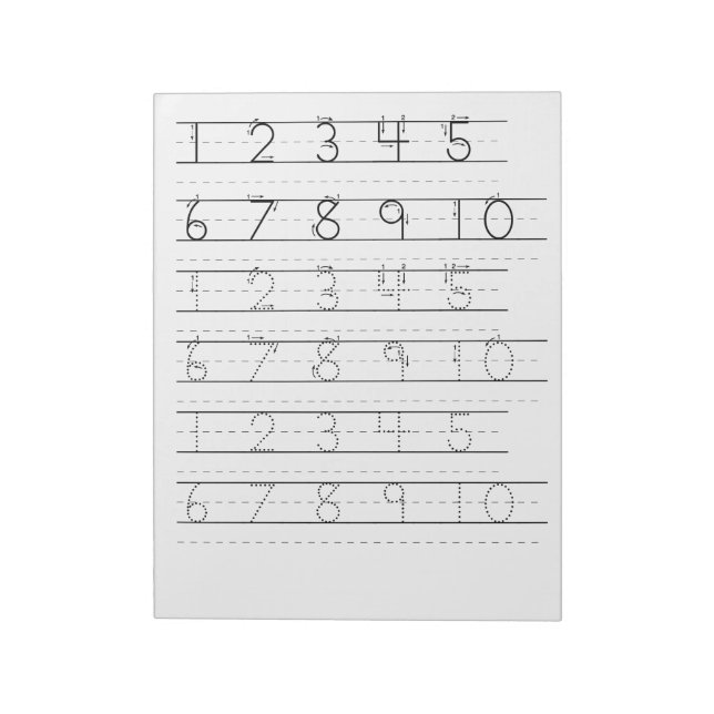 Number Tracing Worksheet Notepad (Rotated)