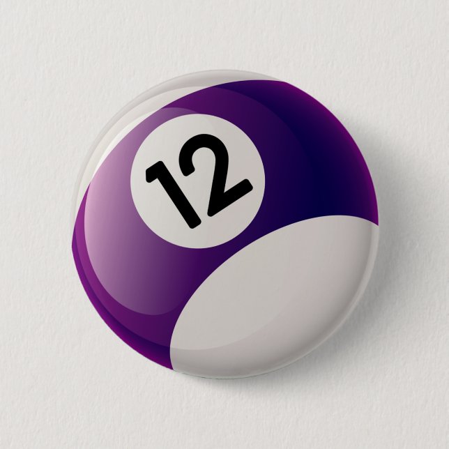 NUMBER TWELVE BILLIARDS BALL 6 CM ROUND BADGE (Front)