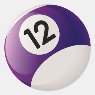 NUMBER TWELVE BILLIARDS BALL CLASSIC ROUND STICKER