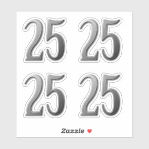 Number Twenty Five Silver Beveled