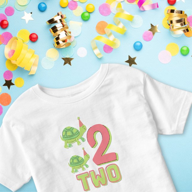 Number Two Cute Turtle Counting Green and Peach  Toddler T-Shirt (Creator Uploaded)