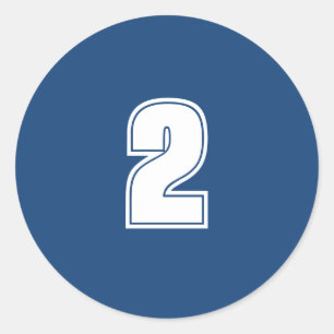 Number Two planning supplies simple 2 navy white Classic Round Sticker