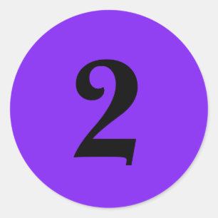 Number Two planning supplies simple 2 purple black Classic Round Sticker