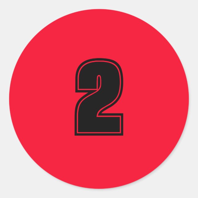 Number Two planning supplies simple 2 red black Classic Round Sticker (Front)