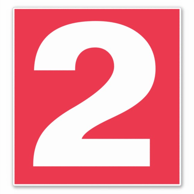 Number Two Red and White Sticker (Front)