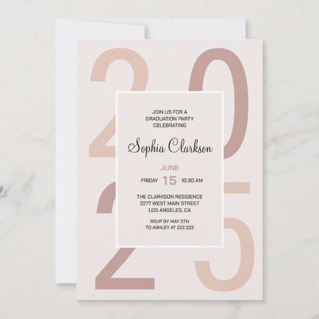 Number Typography Graduation  Invitation (Front)