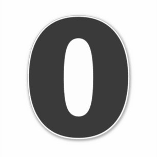 Number Zero Black and White Sticker