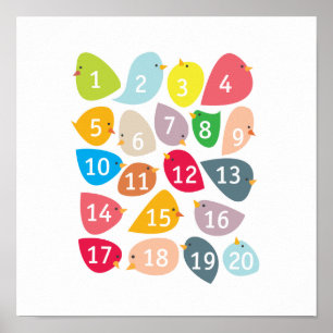Numberbirdies. Nursery Decor. Poster
