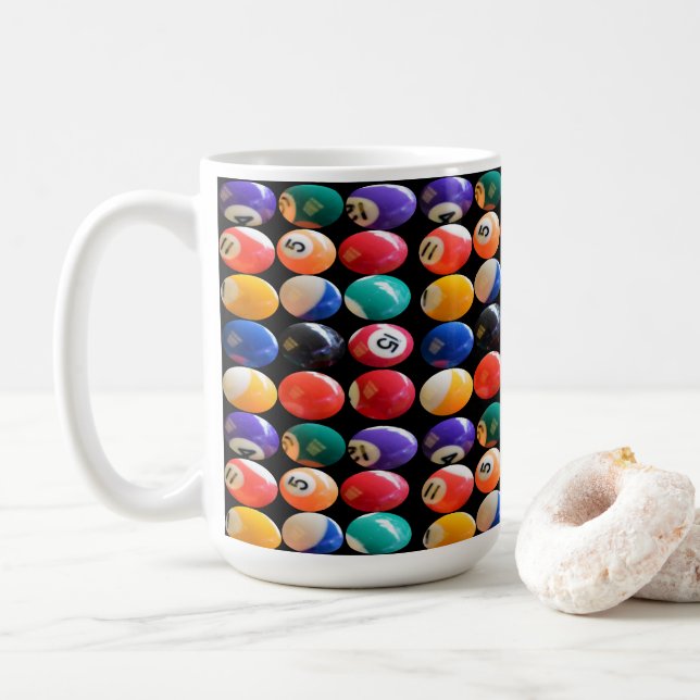 Numbered And Coloured Eightballs, Coffee Mug (With Donut)