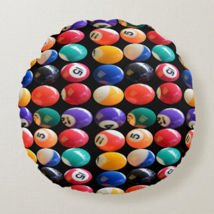 Numbered And Coloured Eightballs, Round Cushion