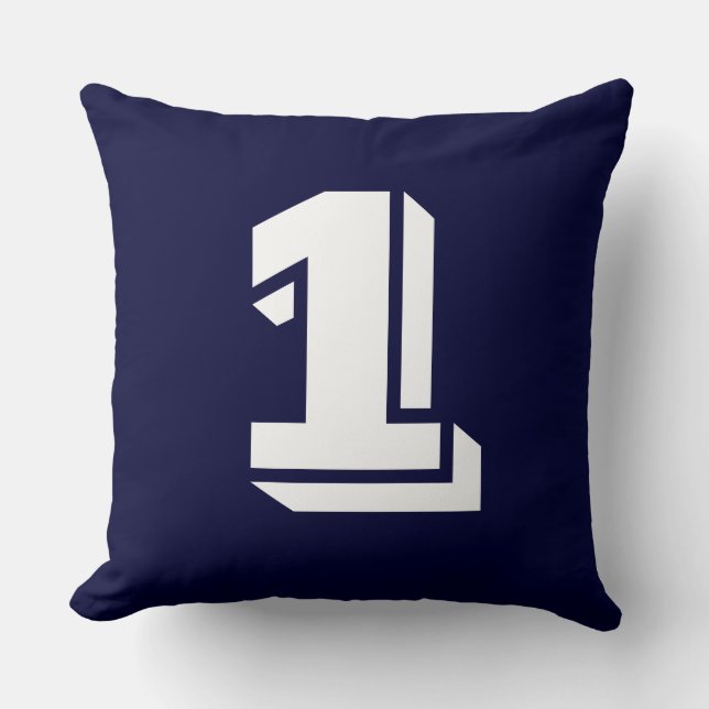 Numbered - White on Dark Blue Cushion (Front)