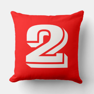Numbered - White on Red Cushion