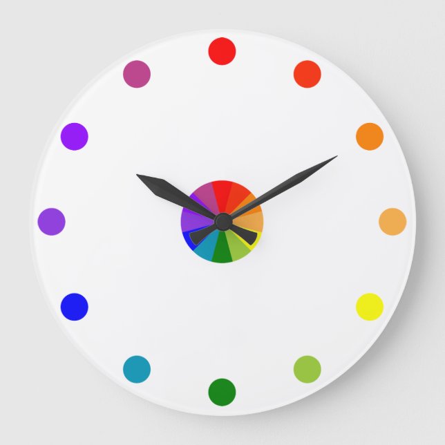 Numberless RYB Colour Wheel Clock-3 Large Clock (Front)