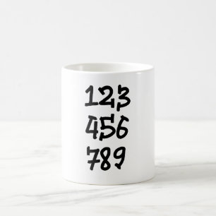 Numbers 123456789 coffee mug