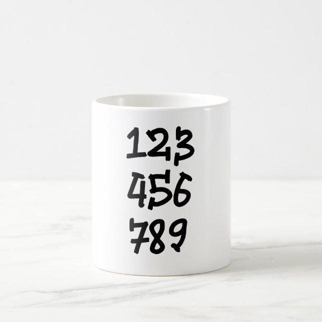 Numbers 123456789 coffee mug (Center)
