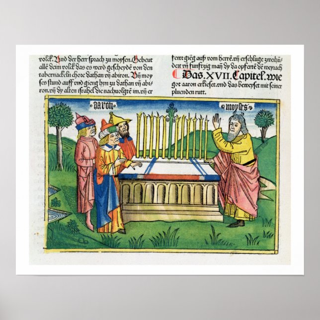 Numbers 17 1-11 Aaron&#x27;s staff blooms on the altar, Poster (Front)