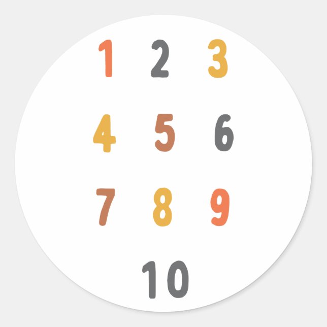 numbers 1-10 counting Stickers Labels educational  (Front)
