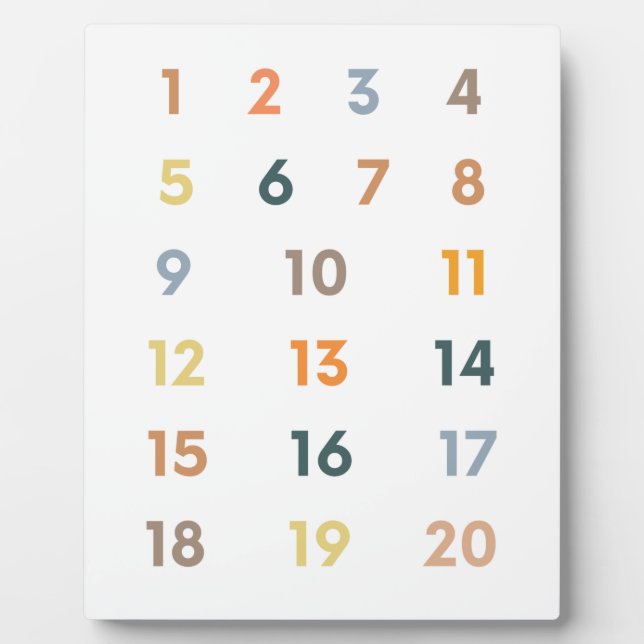 Numbers 1-20  plaque (Front)