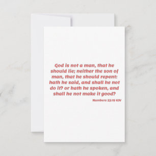 Numbers 23:19 KJV Bible Verse Flat Greeting Card